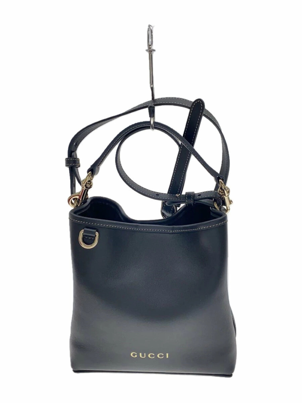 Gucci Bucket Bag GG Emblem Leather Black
